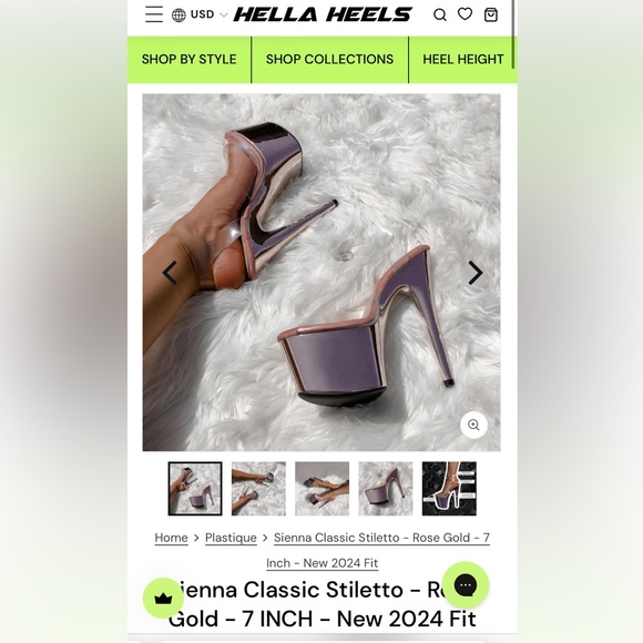 Hella heels Sienna Classic Stiletto - Rose Gold - 8 INCH size 5 - Picture 1 of 2